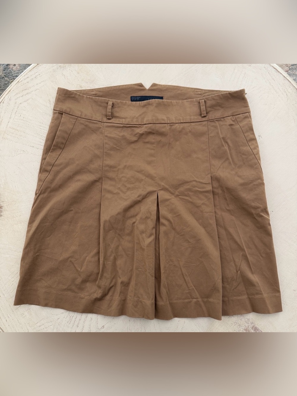 Zara Brown Pleated Skater Skirt Sz XL